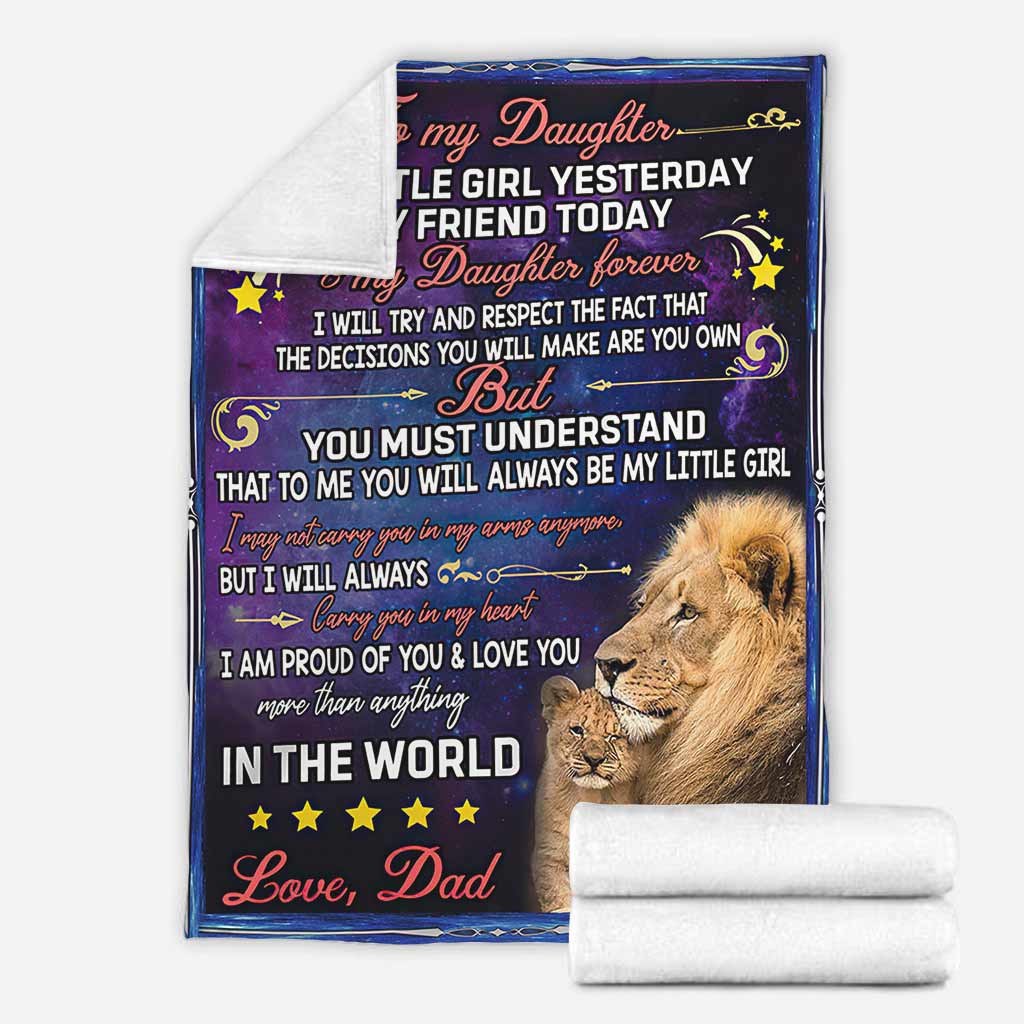 Lion To My Daughter My Little Girl Flannel Blanket For Cozy Bedroom Sofa Decor