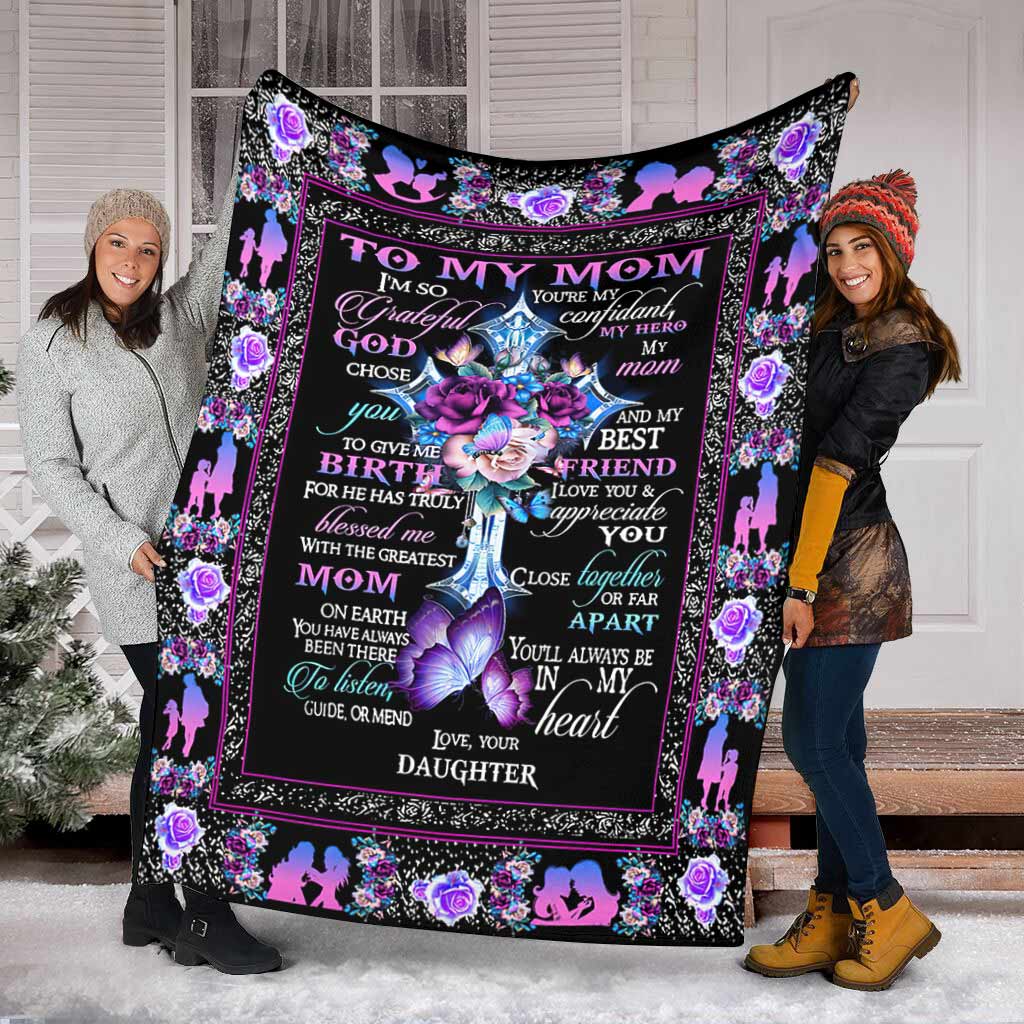 God To My Mom Floral Flannel Blanket For Cozy Bedroom Sofa Decor