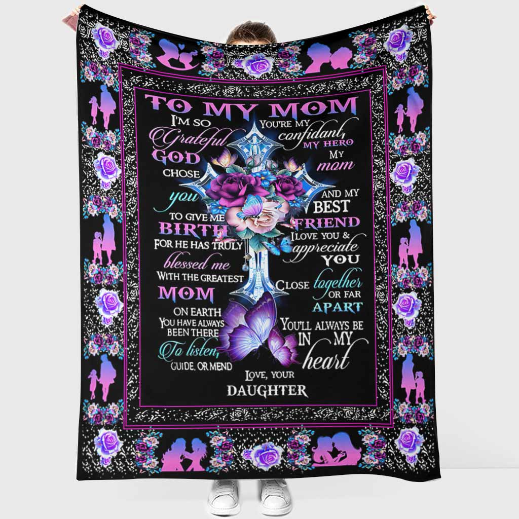 God To My Mom Floral Flannel Blanket For Cozy Bedroom Sofa Decor