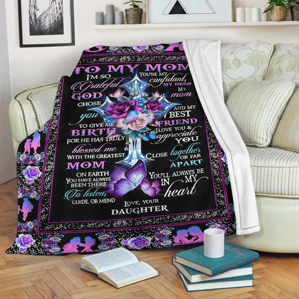 God To My Mom Floral Flannel Blanket For Cozy Bedroom Sofa Decor