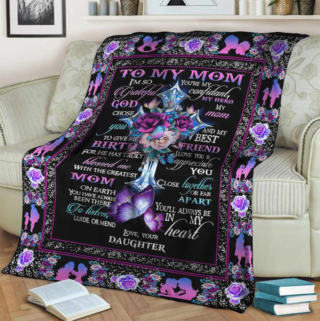 God To My Mom Floral Flannel Blanket For Cozy Bedroom Sofa Decor