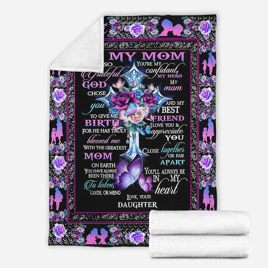 God To My Mom Floral Flannel Blanket For Cozy Bedroom Sofa Decor