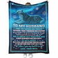 Wolf To My Husband Couple Blue Flannel Blanket For Cozy Bedroom Sofa Decor