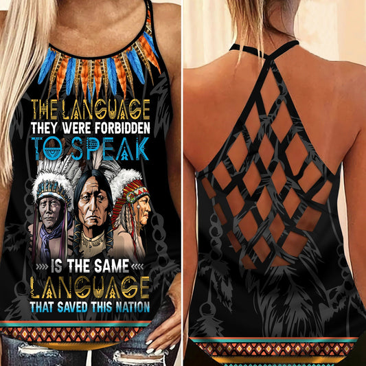 Native Language Saved This Nation Hollow Tank Top For Yoga Workouts And Casual Wear