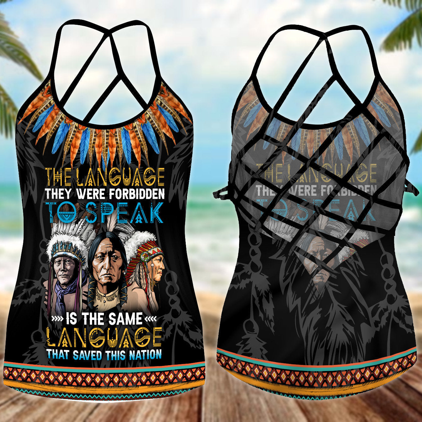 Native Language Saved This Nation Hollow Tank Top For Yoga Workouts And Casual Wear