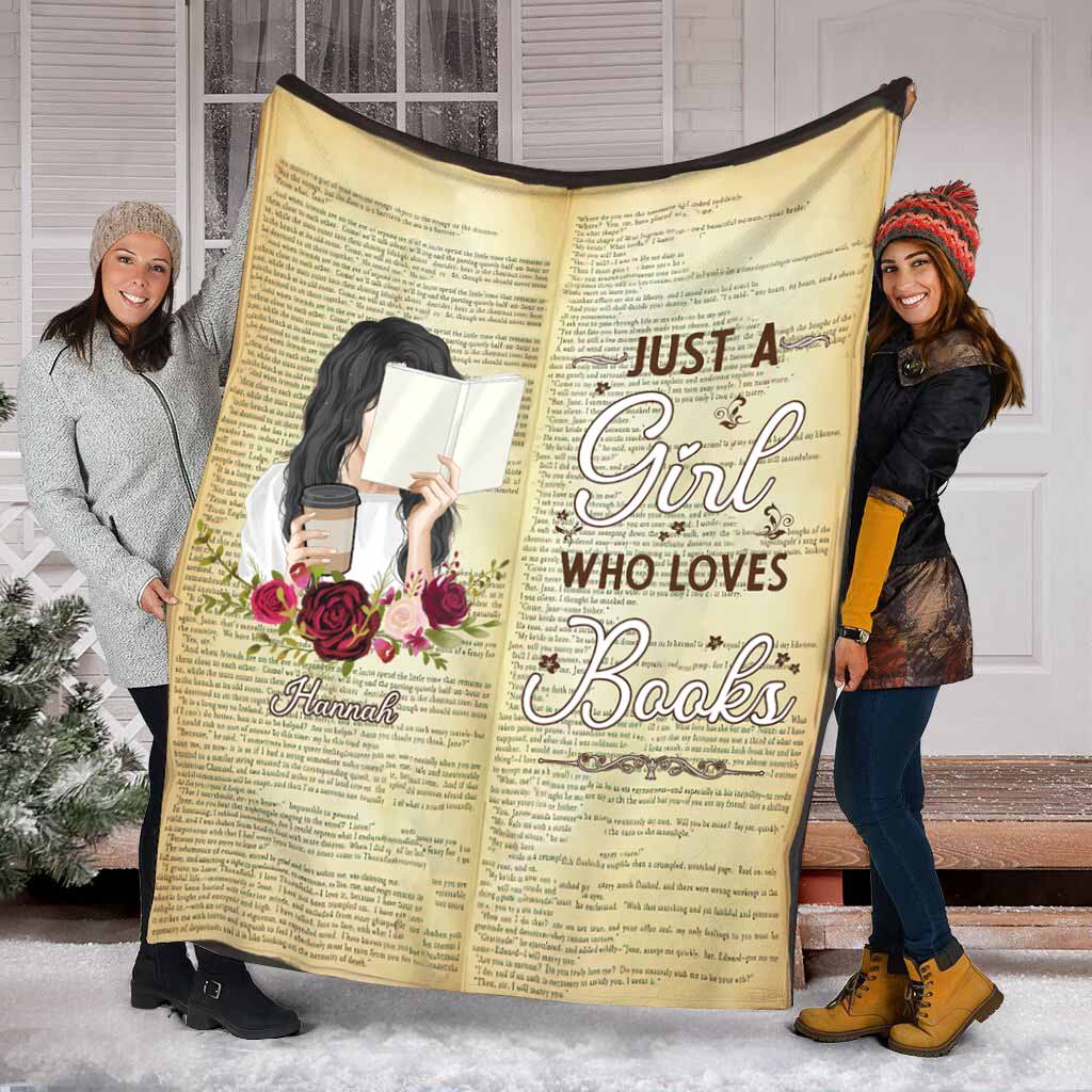 Book Just A Girl Who Loves Books Personalized Flannel Blanket For Cozy Bedroom Sofa Decor