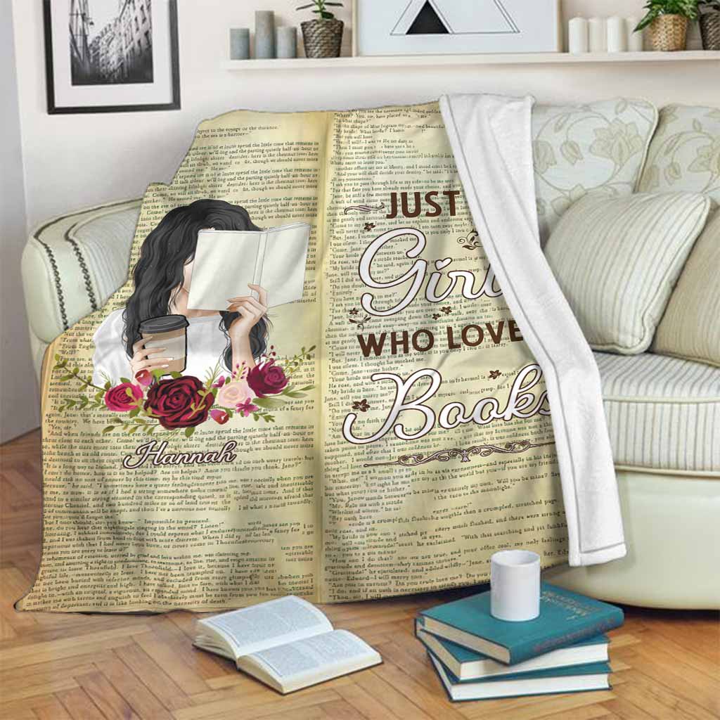Book Just A Girl Who Loves Books Personalized Flannel Blanket For Cozy Bedroom Sofa Decor
