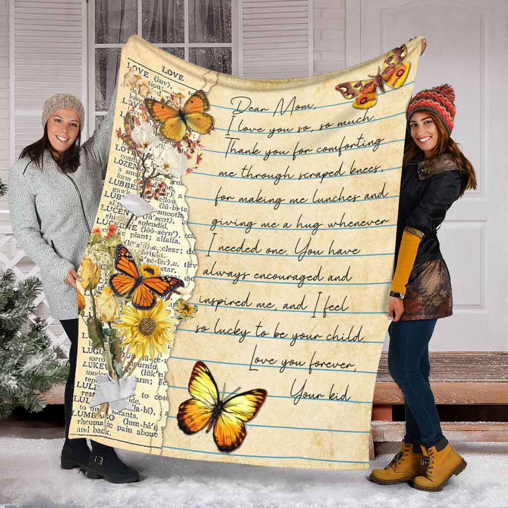 Butterfly Love Dear Mom Mothers Day Vintage Flannel Blanket For Cozy Bedroom Sofa Decor