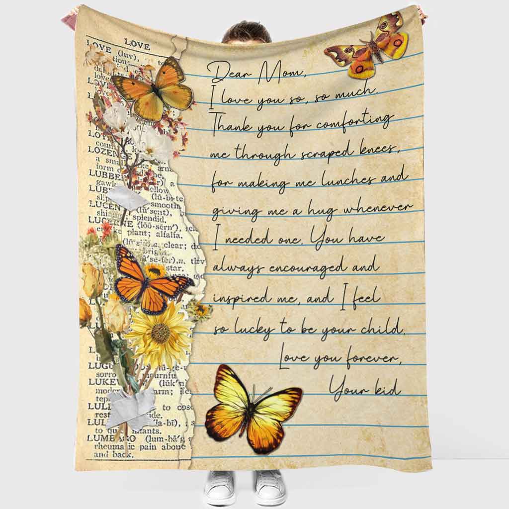 Butterfly Love Dear Mom Mothers Day Vintage Flannel Blanket For Cozy Bedroom Sofa Decor