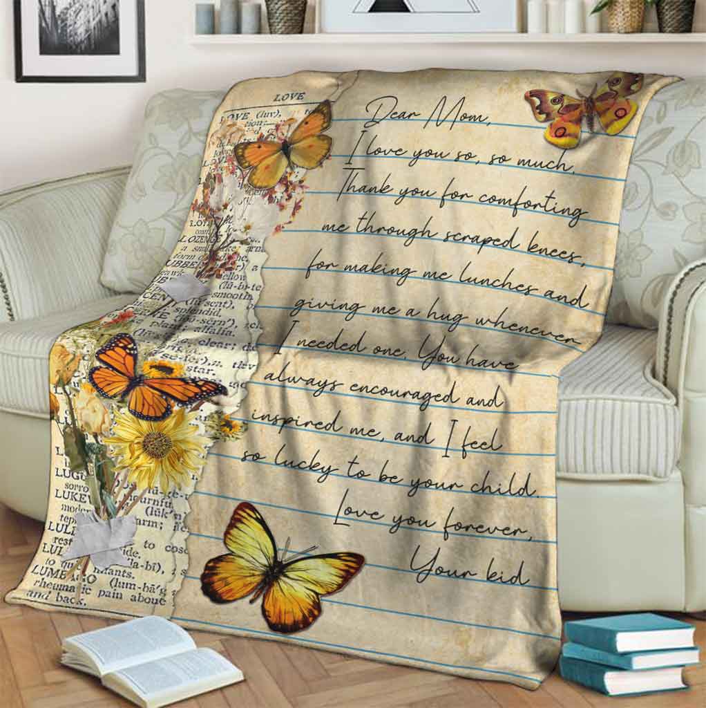 Butterfly Love Dear Mom Mothers Day Vintage Flannel Blanket For Cozy Bedroom Sofa Decor