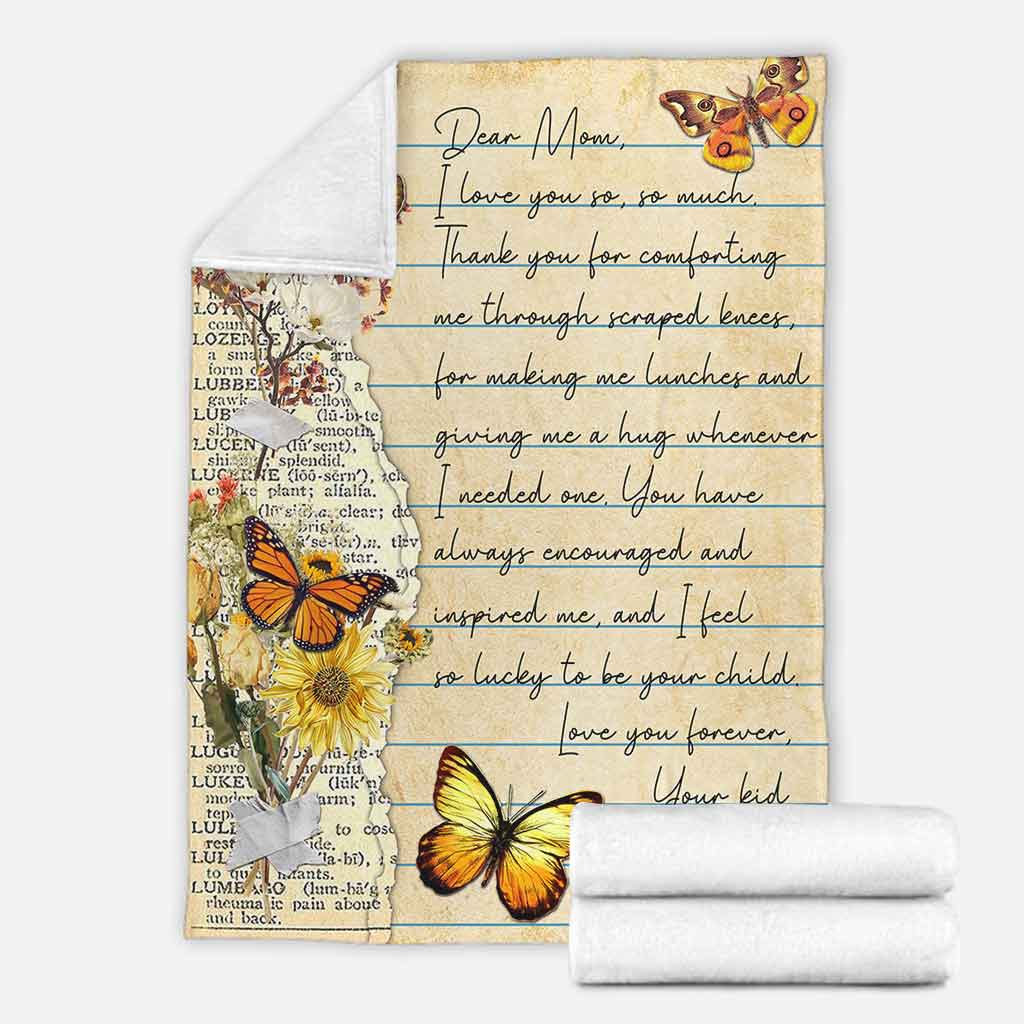 Butterfly Love Dear Mom Mothers Day Vintage Flannel Blanket For Cozy Bedroom Sofa Decor