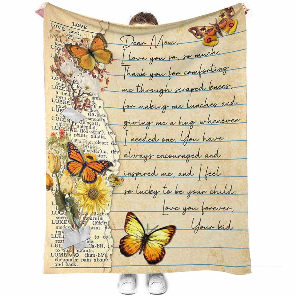 Butterfly Love Dear Mom Mothers Day Vintage Flannel Blanket For Cozy Bedroom Sofa Decor