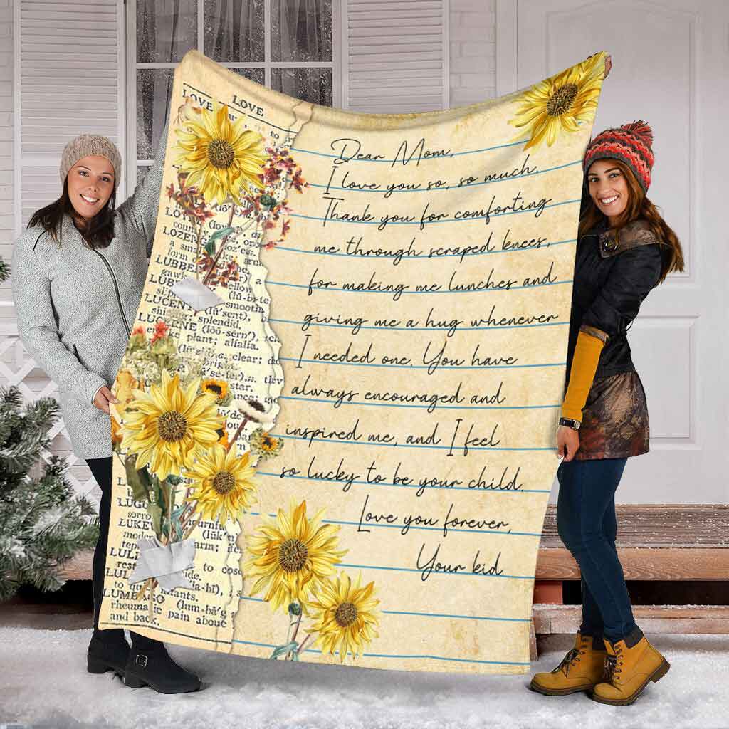 Sunflower Family Love Dear Mom Mothers Day Flannel Blanket For Cozy Bedroom Sofa Decor