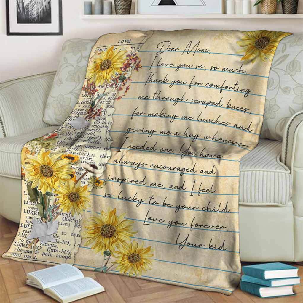 Sunflower Family Love Dear Mom Mothers Day Flannel Blanket For Cozy Bedroom Sofa Decor
