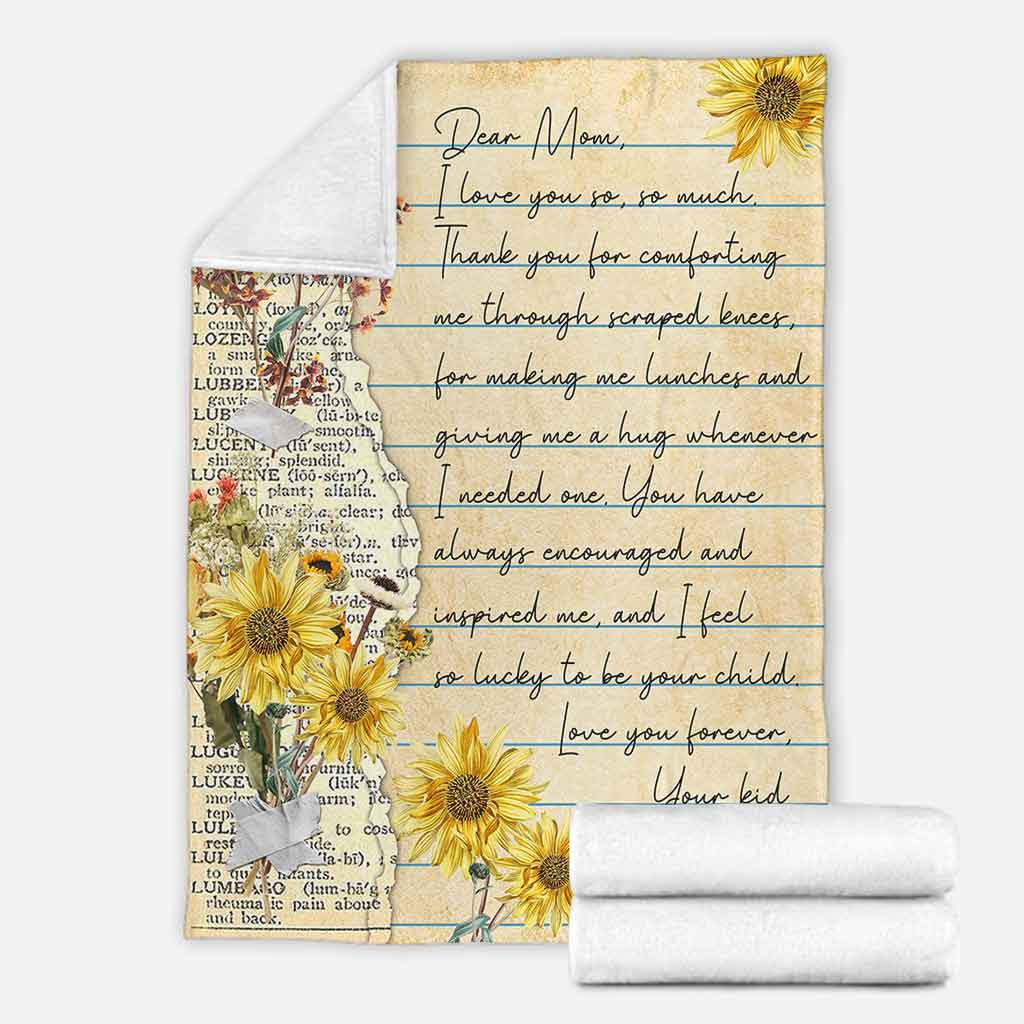 Sunflower Family Love Dear Mom Mothers Day Flannel Blanket For Cozy Bedroom Sofa Decor