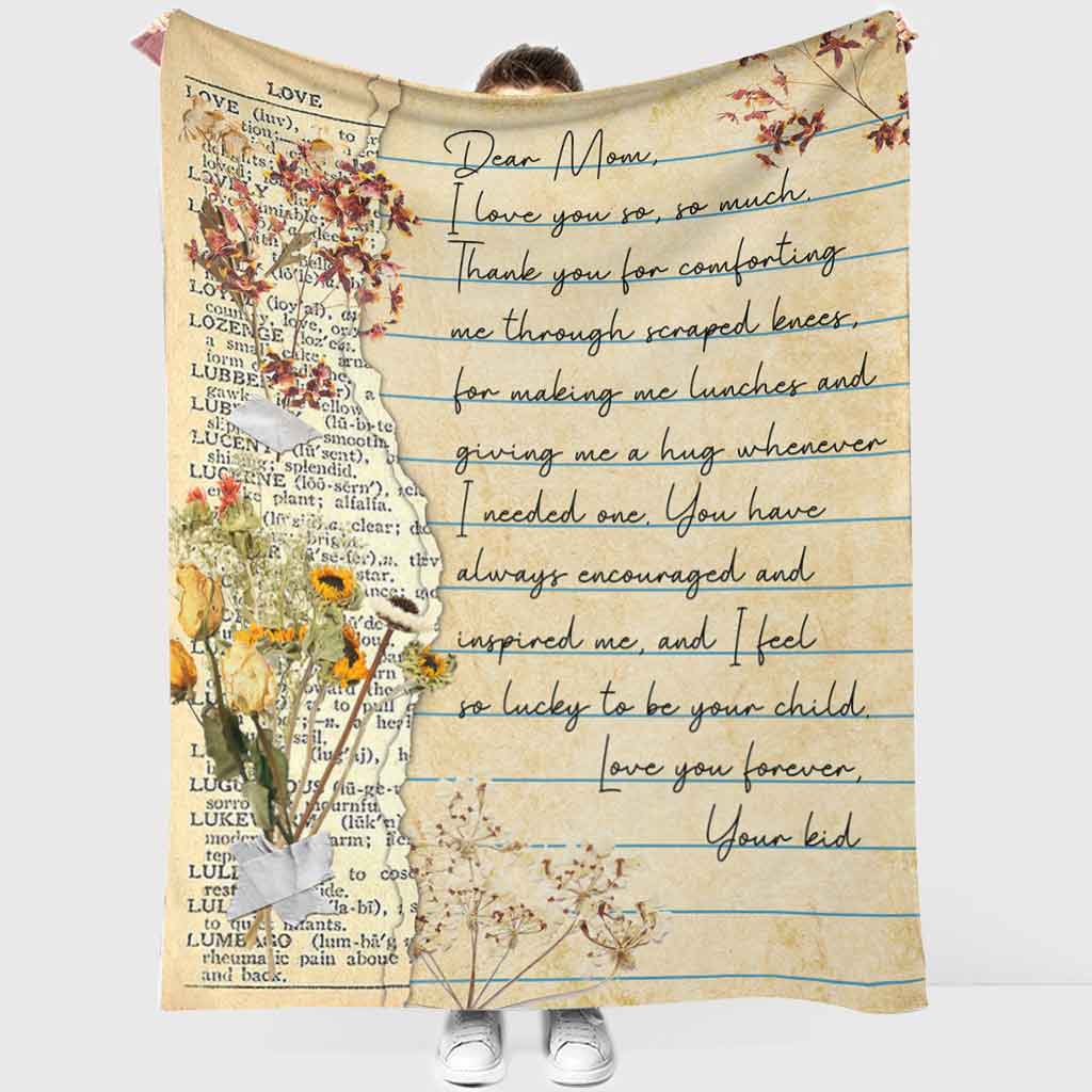 Family Dear Mom Mothers Day Scrapbooking Flannel Blanket For Cozy Bedroom Sofa Decor