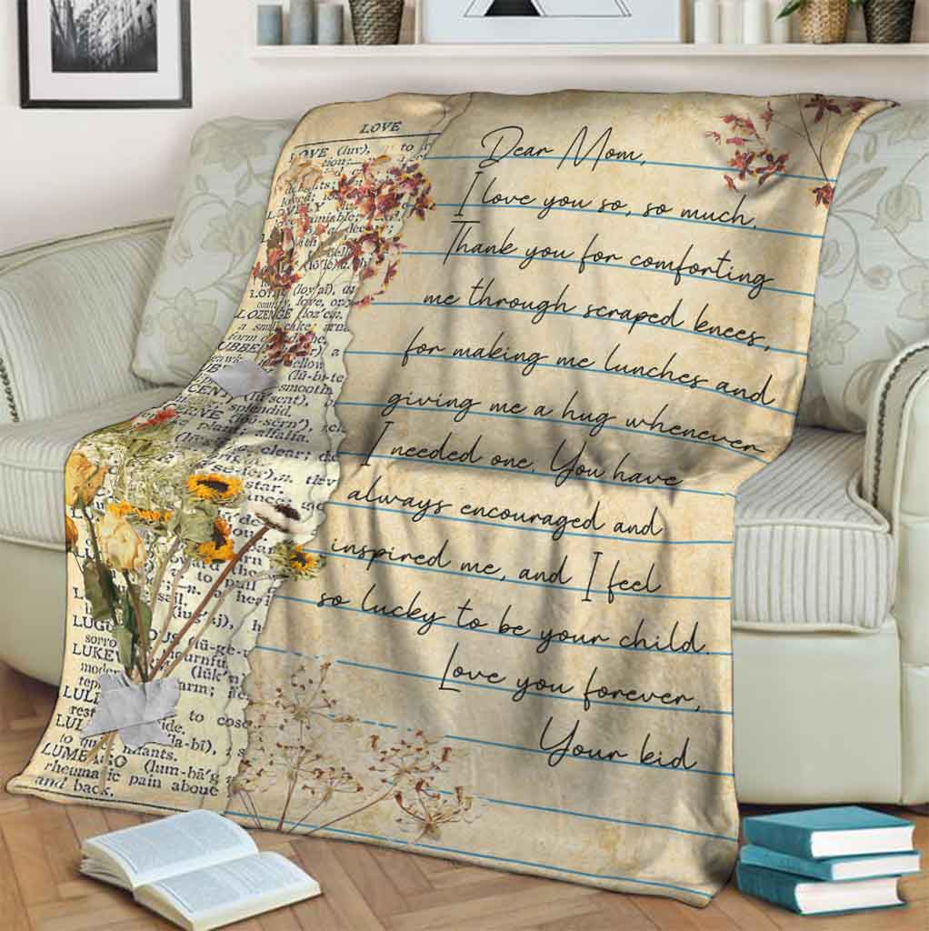 Family Dear Mom Mothers Day Scrapbooking Flannel Blanket For Cozy Bedroom Sofa Decor