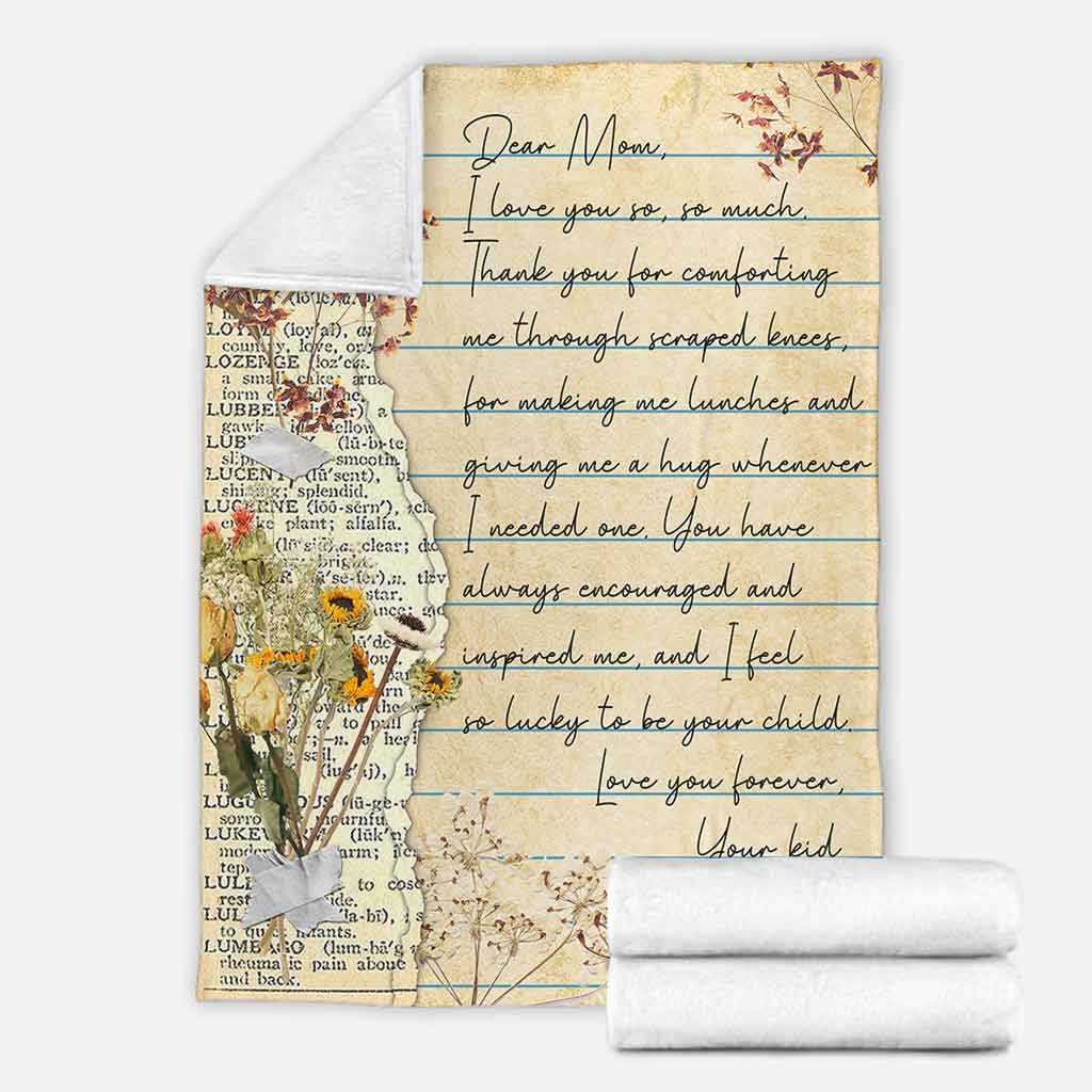 Family Dear Mom Mothers Day Scrapbooking Flannel Blanket For Cozy Bedroom Sofa Decor