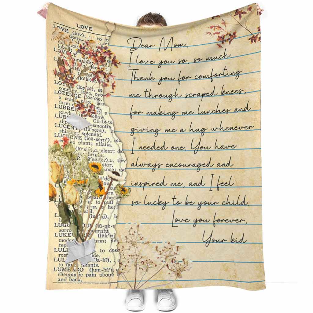 Family Dear Mom Mothers Day Scrapbooking Flannel Blanket For Cozy Bedroom Sofa Decor