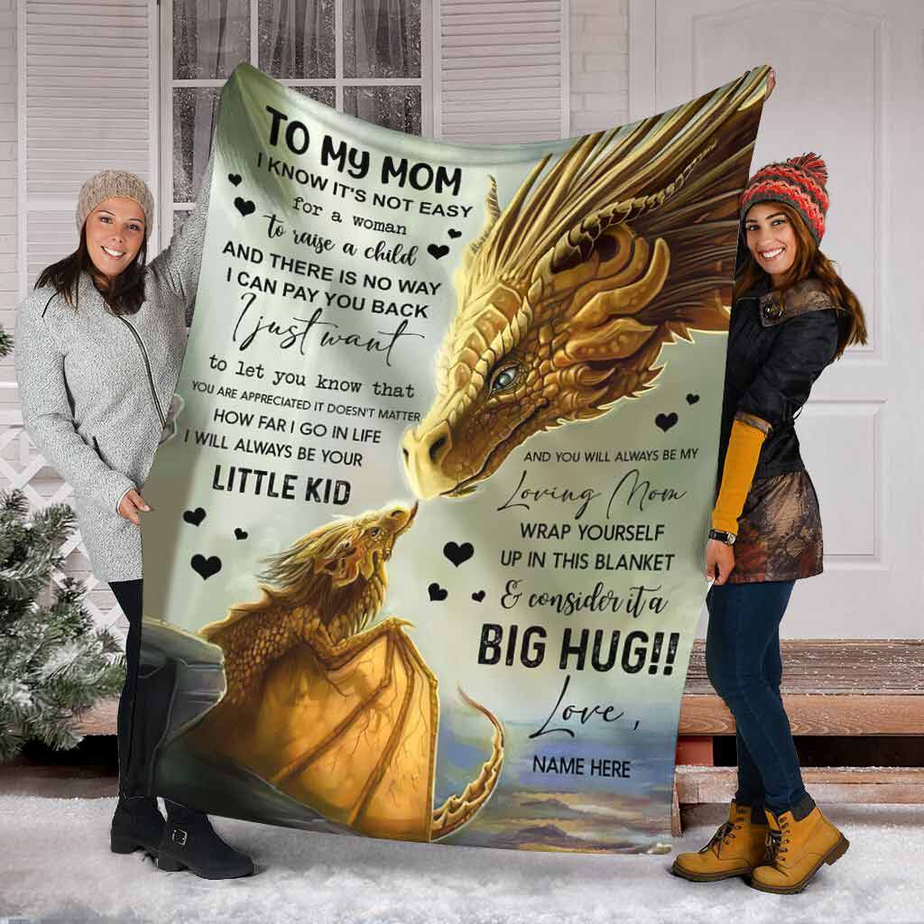 Dragon To My Mom Personalized Flannel Blanket For Cozy Bedroom Sofa Decor