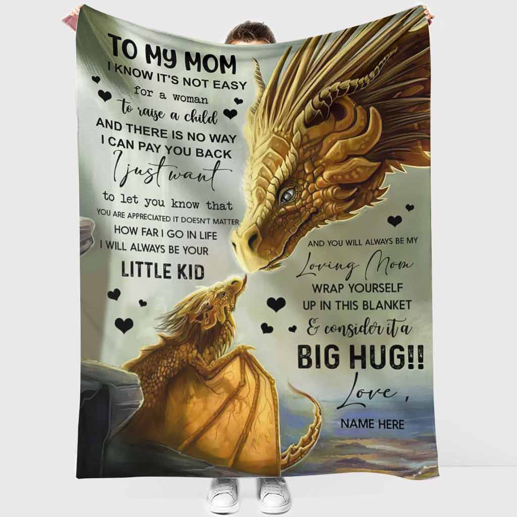 Dragon To My Mom Personalized Flannel Blanket For Cozy Bedroom Sofa Decor