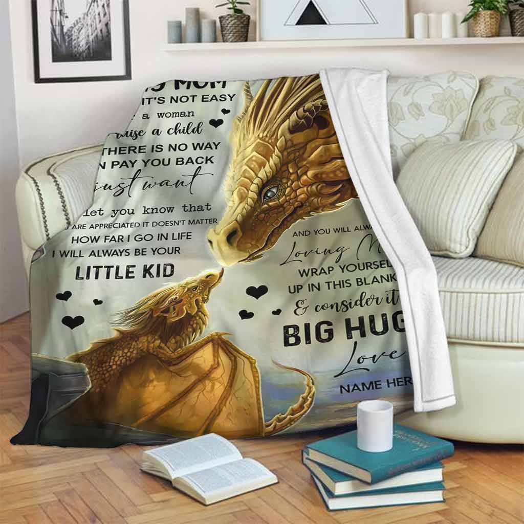 Dragon To My Mom Personalized Flannel Blanket For Cozy Bedroom Sofa Decor