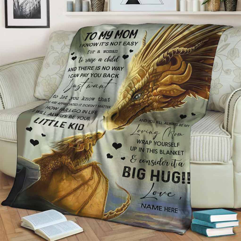 Dragon To My Mom Personalized Flannel Blanket For Cozy Bedroom Sofa Decor