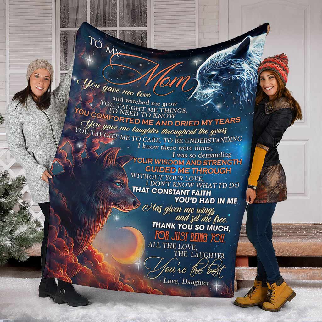 Wolf To My Mom Thank You Flannel Blanket For Cozy Bedroom Sofa Decor