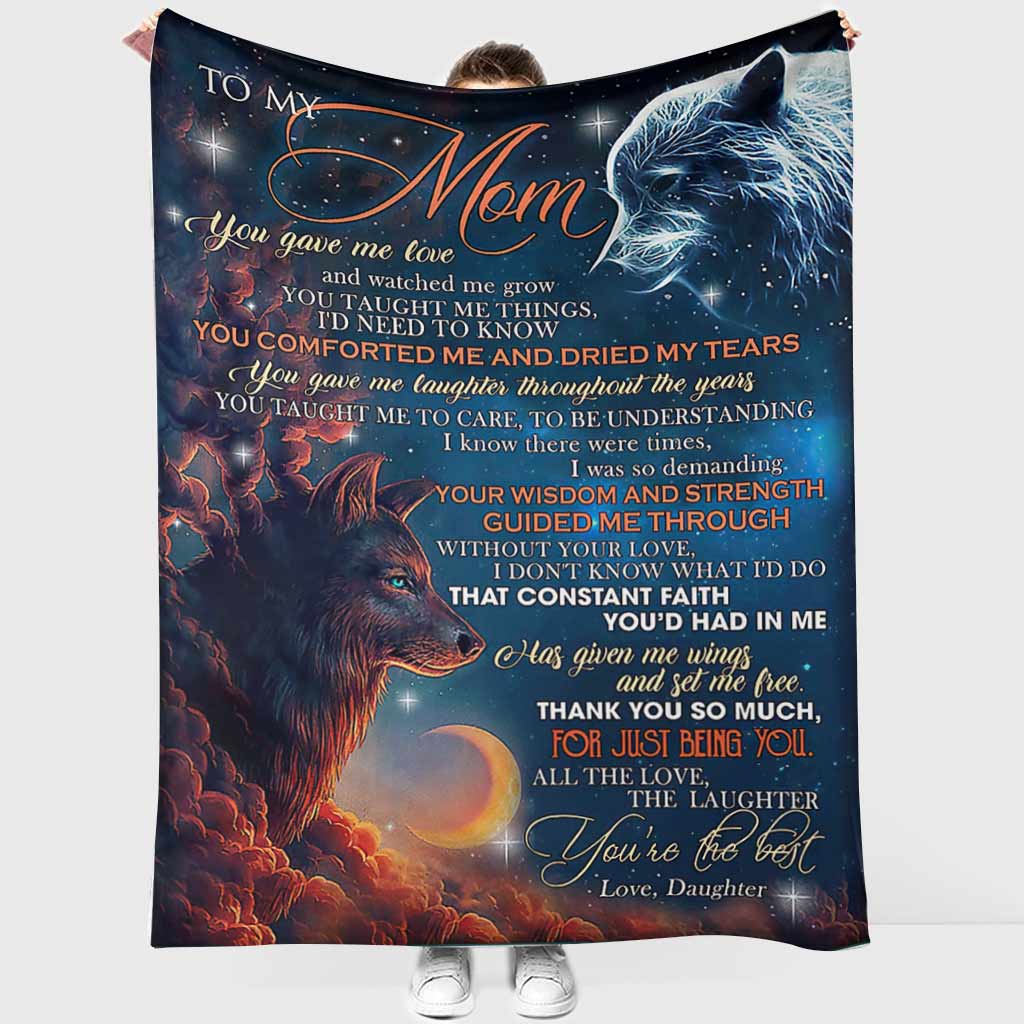Wolf To My Mom Thank You Flannel Blanket For Cozy Bedroom Sofa Decor