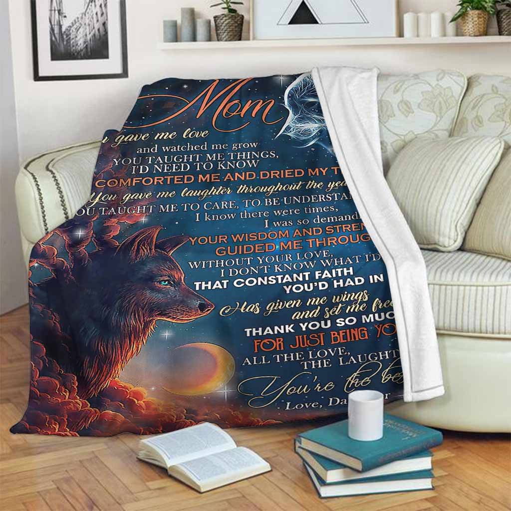 Wolf To My Mom Thank You Flannel Blanket For Cozy Bedroom Sofa Decor