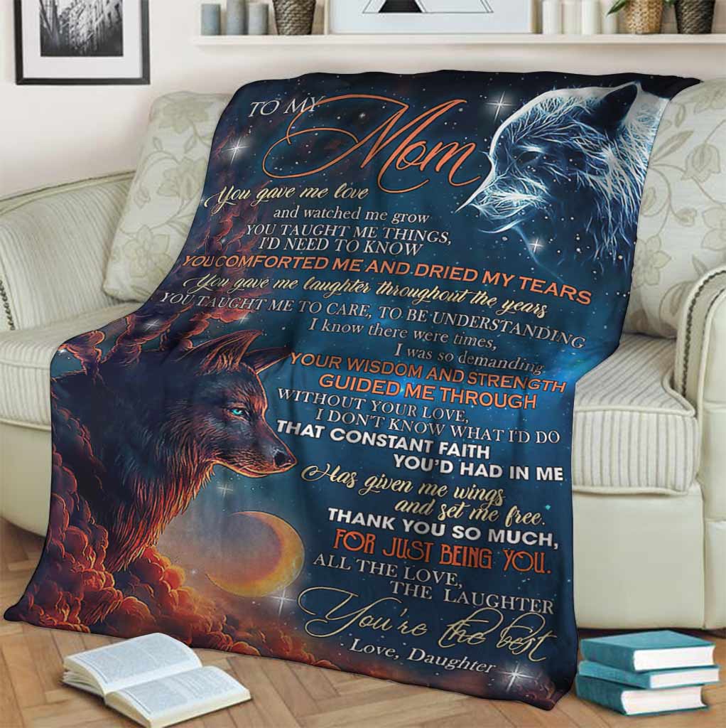 Wolf To My Mom Thank You Flannel Blanket For Cozy Bedroom Sofa Decor