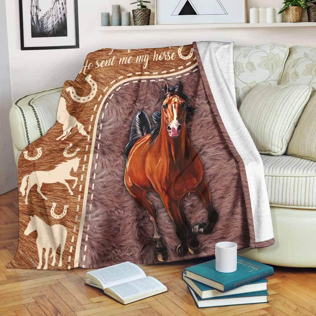 Horse I Asked God For A True Friend Flannel Blanket For Cozy Bedroom Sofa Decor