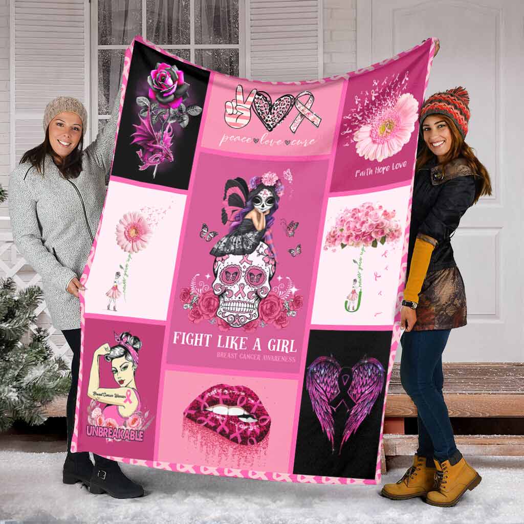 Breast Cancer Awareness Fight Like A Girl Flannel Blanket For Cozy Bedroom Sofa Decor