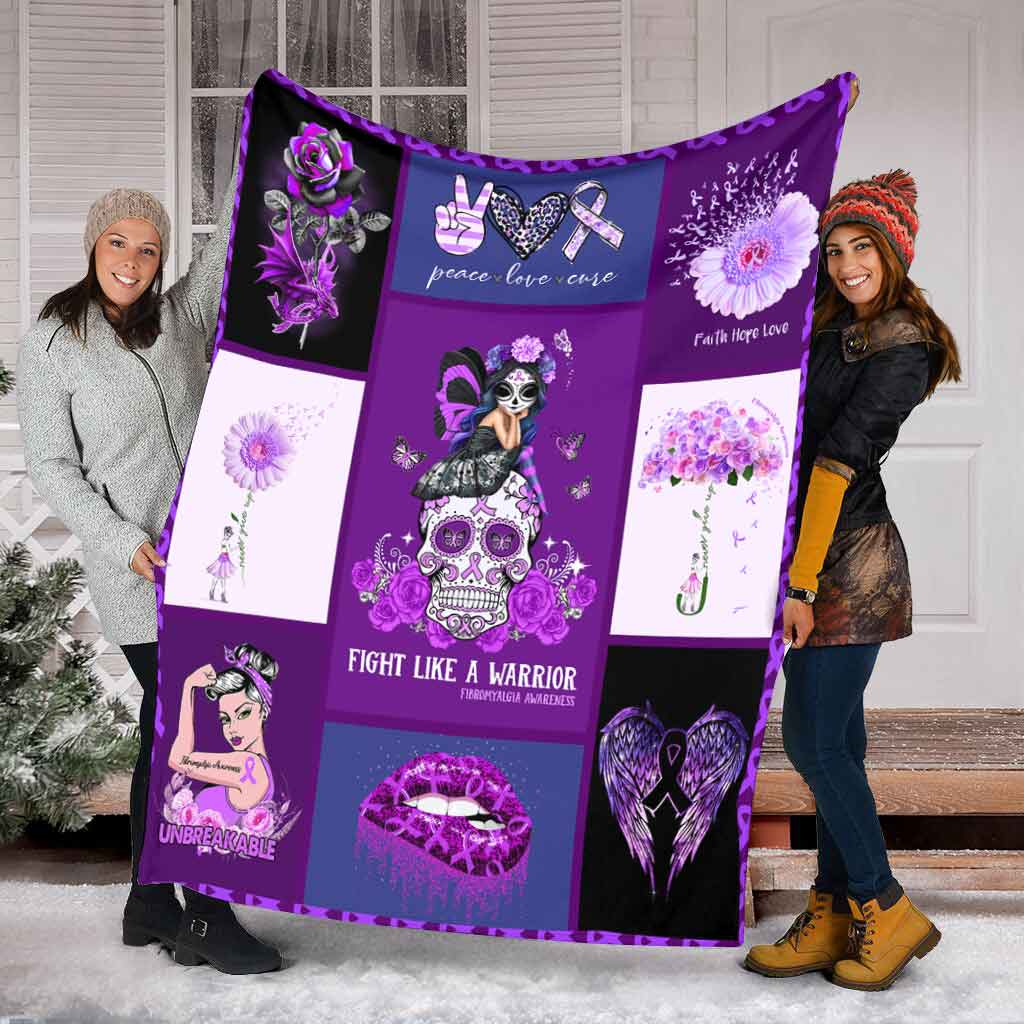Fibromyalgia Awareness Fight Like A Warrior Flannel Blanket For Cozy Bedroom Sofa Decor