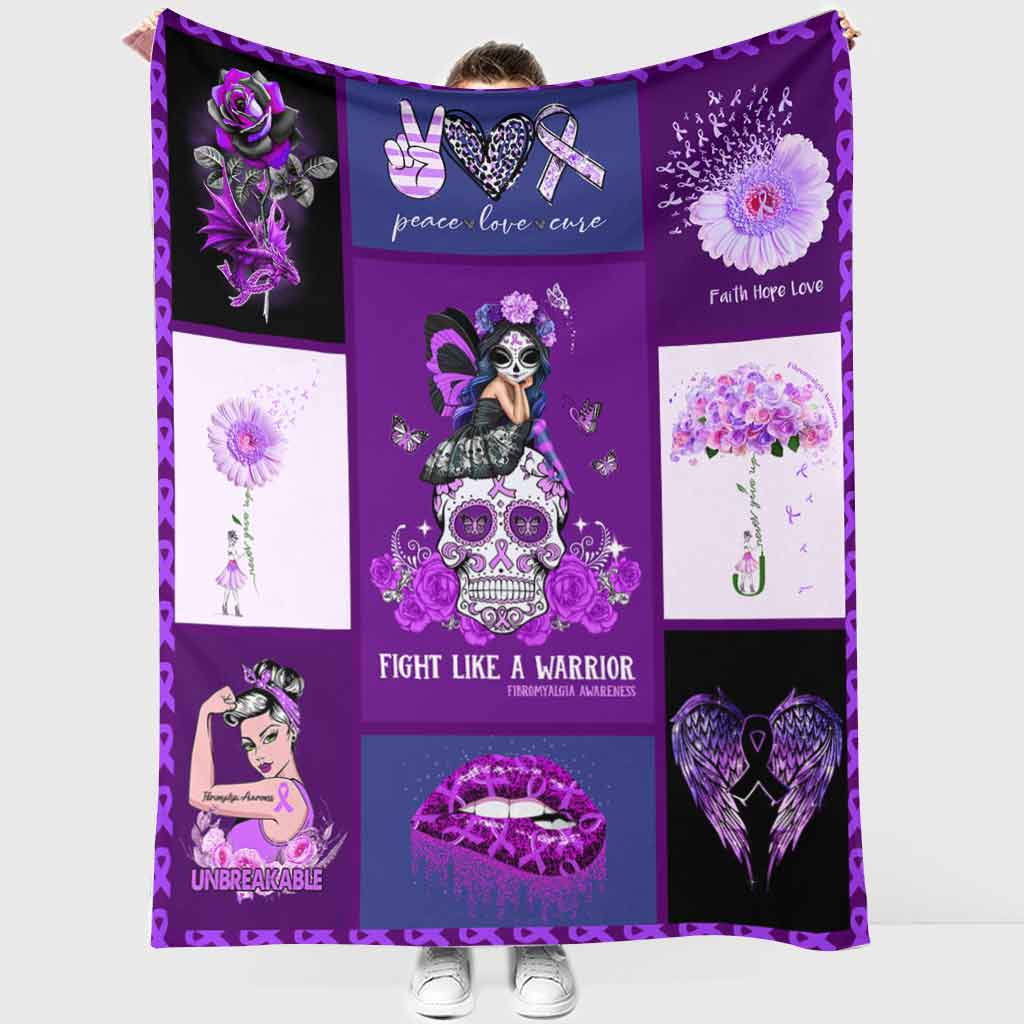 Fibromyalgia Awareness Fight Like A Warrior Flannel Blanket For Cozy Bedroom Sofa Decor