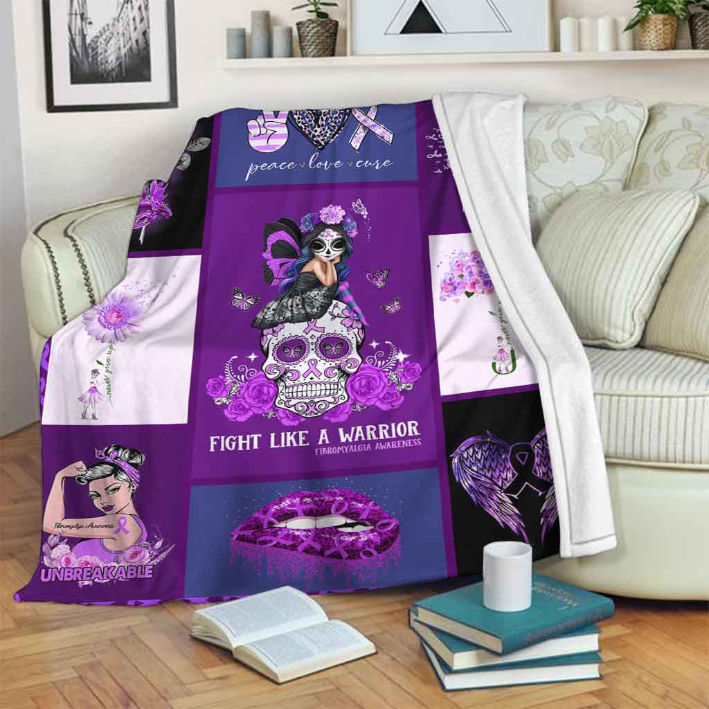 Fibromyalgia Awareness Fight Like A Warrior Flannel Blanket For Cozy Bedroom Sofa Decor
