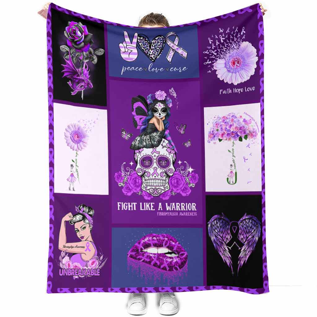 Fibromyalgia Awareness Fight Like A Warrior Flannel Blanket For Cozy Bedroom Sofa Decor