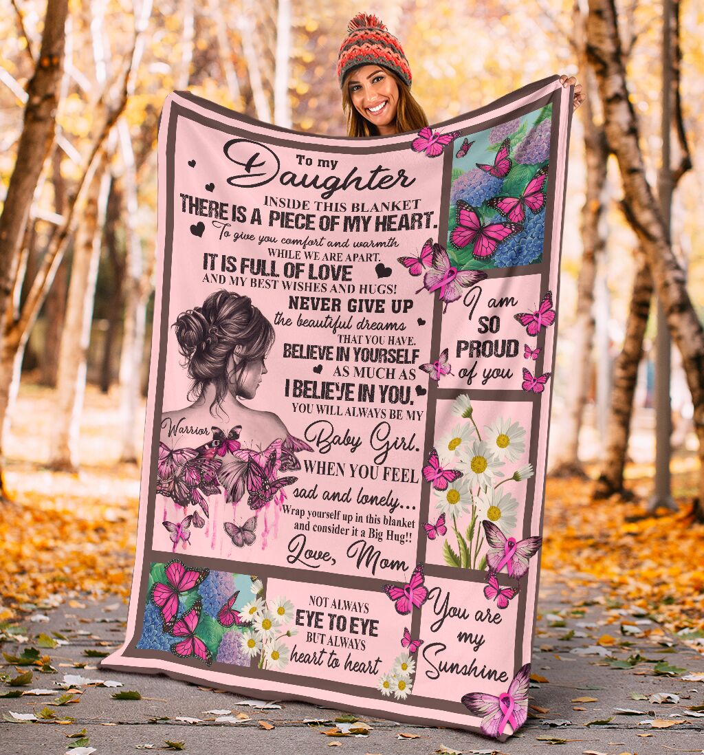 Breast Cancer Awareness Butterfly Flannel Blanket For Cozy Bedroom Sofa Decor