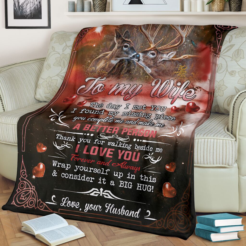 Hunting To My Wife Flannel Blanket For Cozy Bedroom Sofa Decor