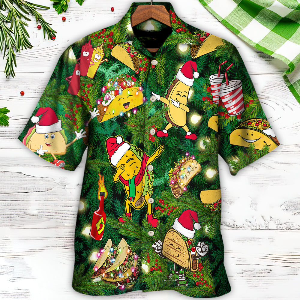 Funny Food Tacos Hawaiian Shirt Artwork Detail For Resort Trips And Outdoor Activities