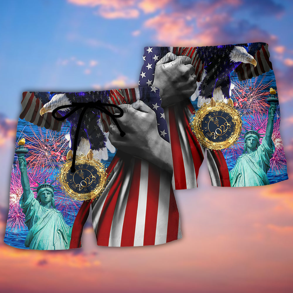 Year Freedom America Beach Shorts Pattern Detail For Poolside Fun And Warm Weather Wardrobe