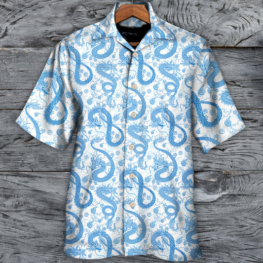 Fantasy Role Dragon Hawaiian Shirt For Summer Vacation, Beach Travel, And Casual Wear