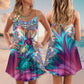 Turtle Is Beach Soul Neon V-Neck Sleeveless Cami Dress For Beach Festivals And Comfortable Summer Outfits