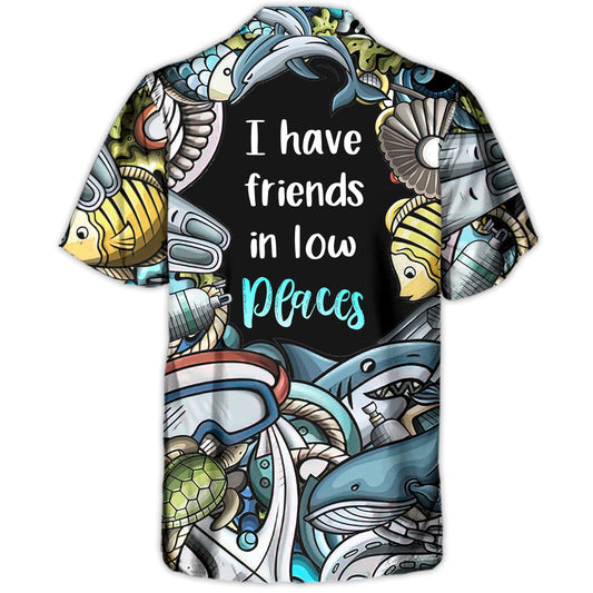 Coastal Scuba Diving Activity Hawaiian Shirt Print Closeup For Weekend Trips