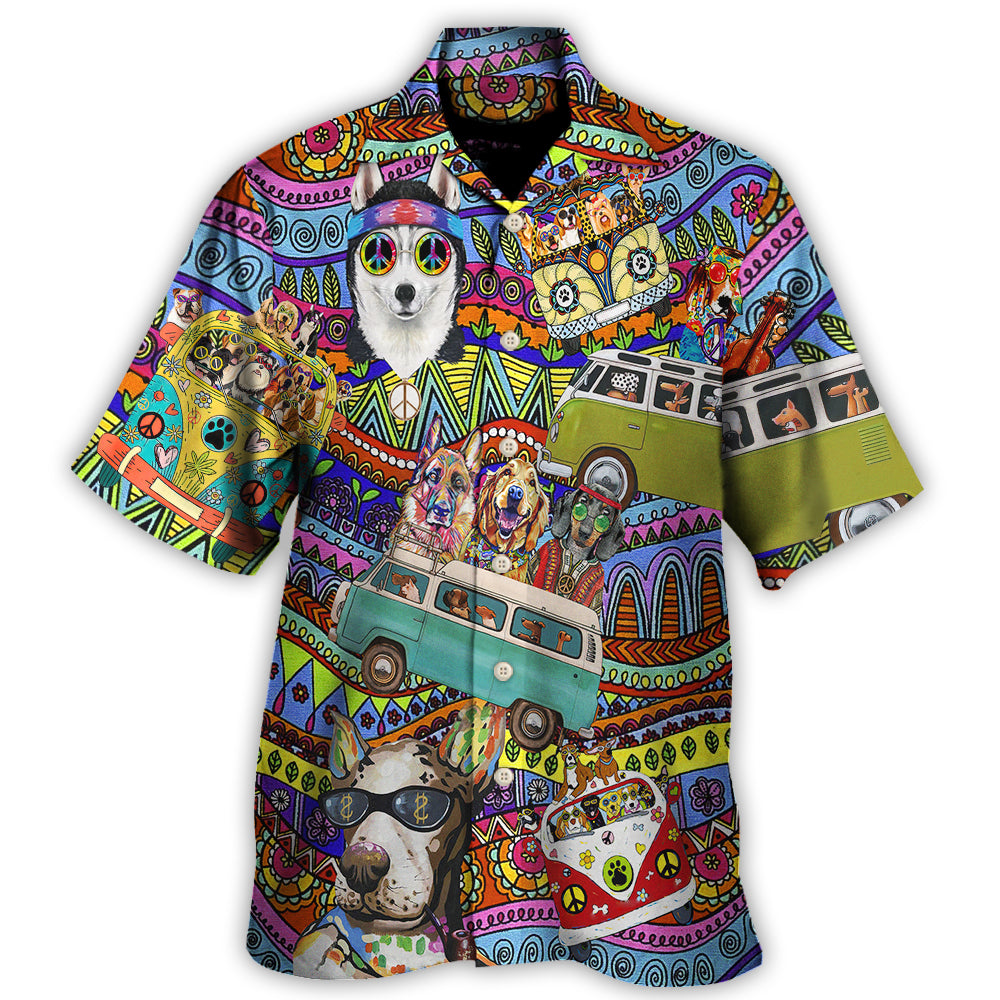 Dogs Hawaiian Shirt Artwork Detail For Resort Trips And Outdoor Activities