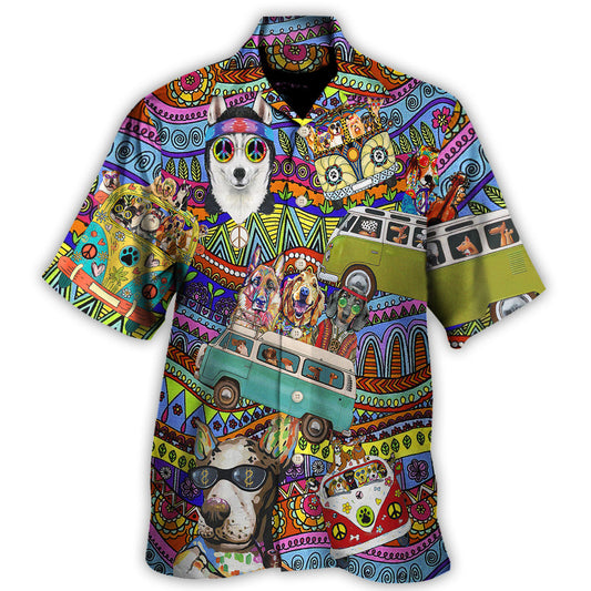 Dogs Hawaiian Shirt Artwork Detail For Resort Trips And Outdoor Activities