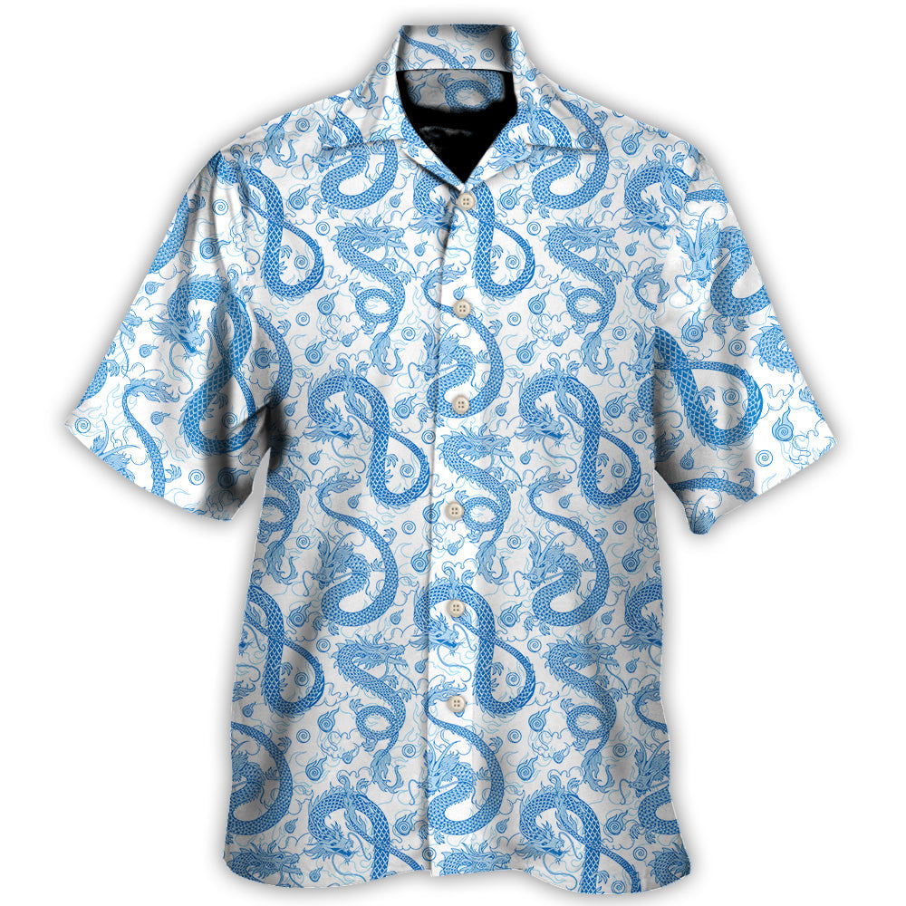 Fantasy Role Dragon Hawaiian Shirt For Summer Vacation, Beach Travel, And Casual Wear