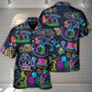 Neon Easter And Rabbit Hawaiian Shirt With Detailed Graphic For Beach Vacations Casual Parties And Warm Weather Style