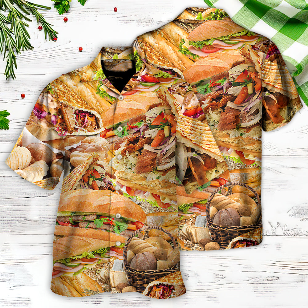 Food Delicious Bread Around Hawaiian Shirt For Summer Events And Casual Outdoor Wear