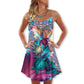 Turtle Is Beach Soul Neon V-Neck Sleeveless Cami Dress For Beach Festivals And Comfortable Summer Outfits